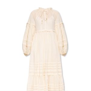 Zimmermann Moonshine Tasseled Pinktucked Ramie Dress